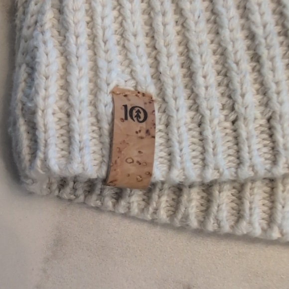 tentree Cream Ribbed Knit Beanie - Picture 2 of 5